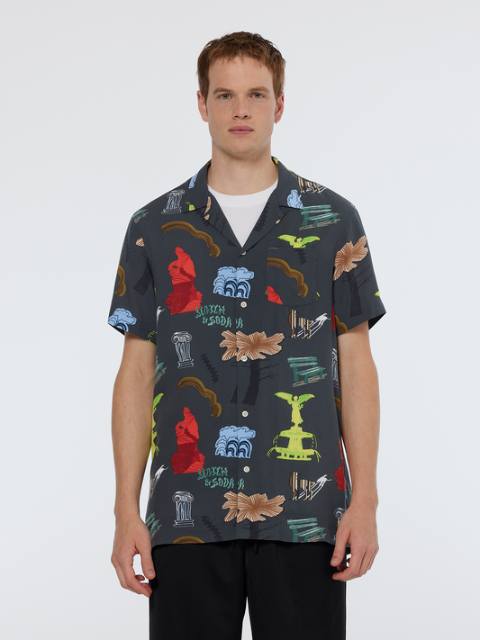 Scotch & Soda - Short Sleeved Print Shirt - Park Green