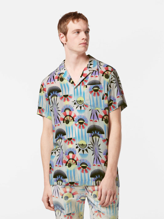 Scotch & Soda - Allover Print Short Sleeved Shirt - Luna Pier White