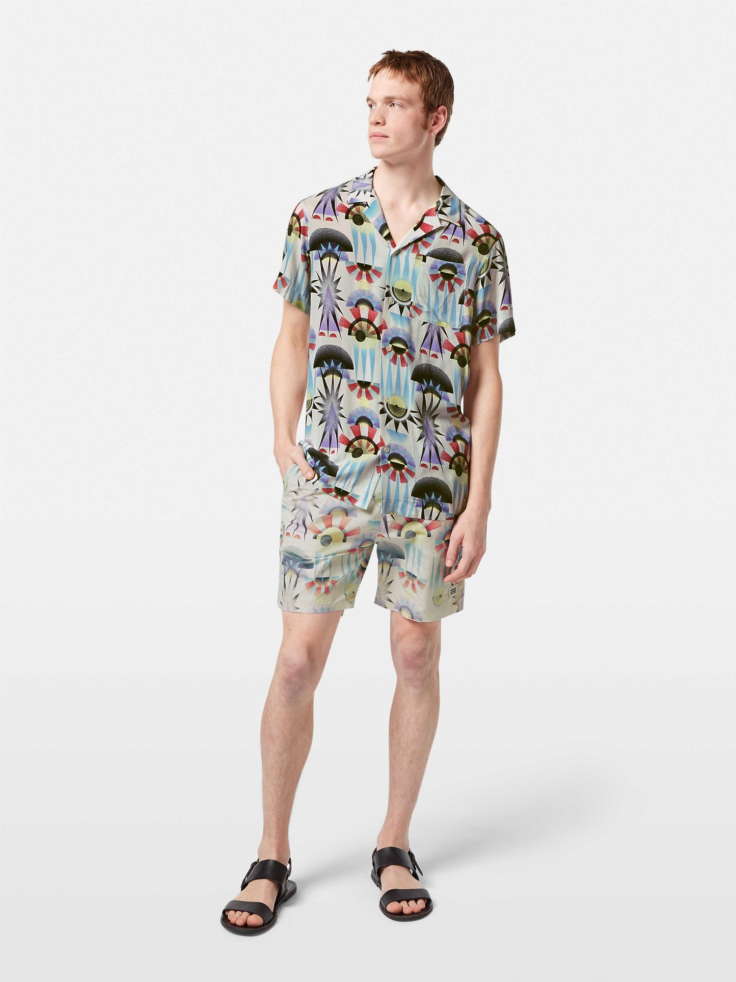 Scotch & Soda - Allover Print Short Sleeved Shirt - Luna Pier White