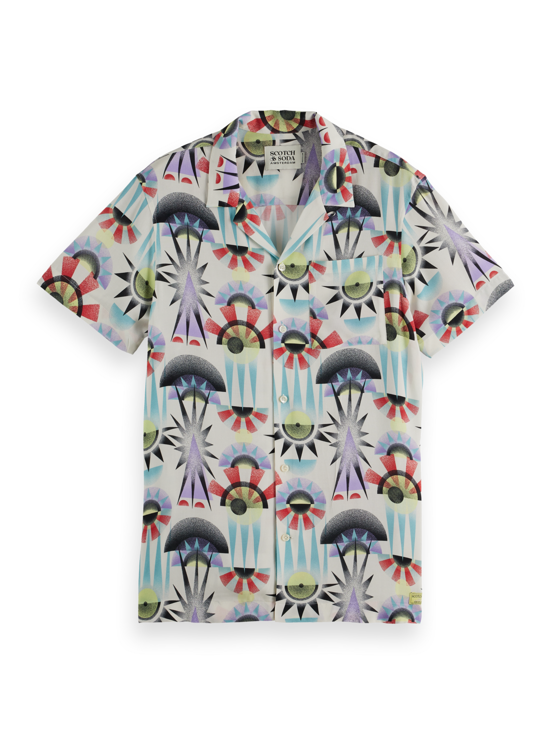 Scotch & Soda - Allover Print Short Sleeved Shirt - Luna Pier White