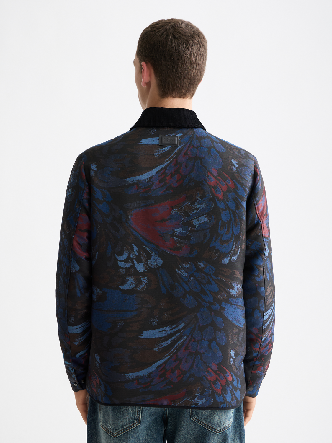 Scotch & Soda - Jacquard Feather Print Domed Jacket - Ink Blue