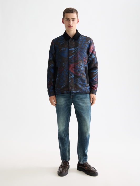 Scotch & Soda - Jacquard Feather Print Domed Jacket - Ink Blue