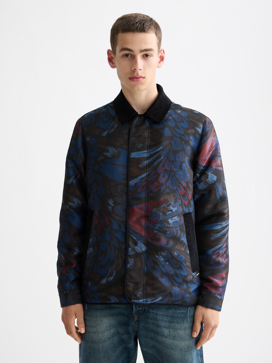 Scotch & Soda - Jacquard Feather Print Domed Jacket - Ink Blue