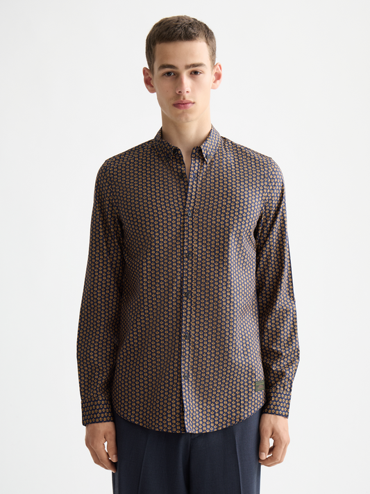 Scotch & Soda - Slim Fit Shirt - Ditsy Leaf Stripe
