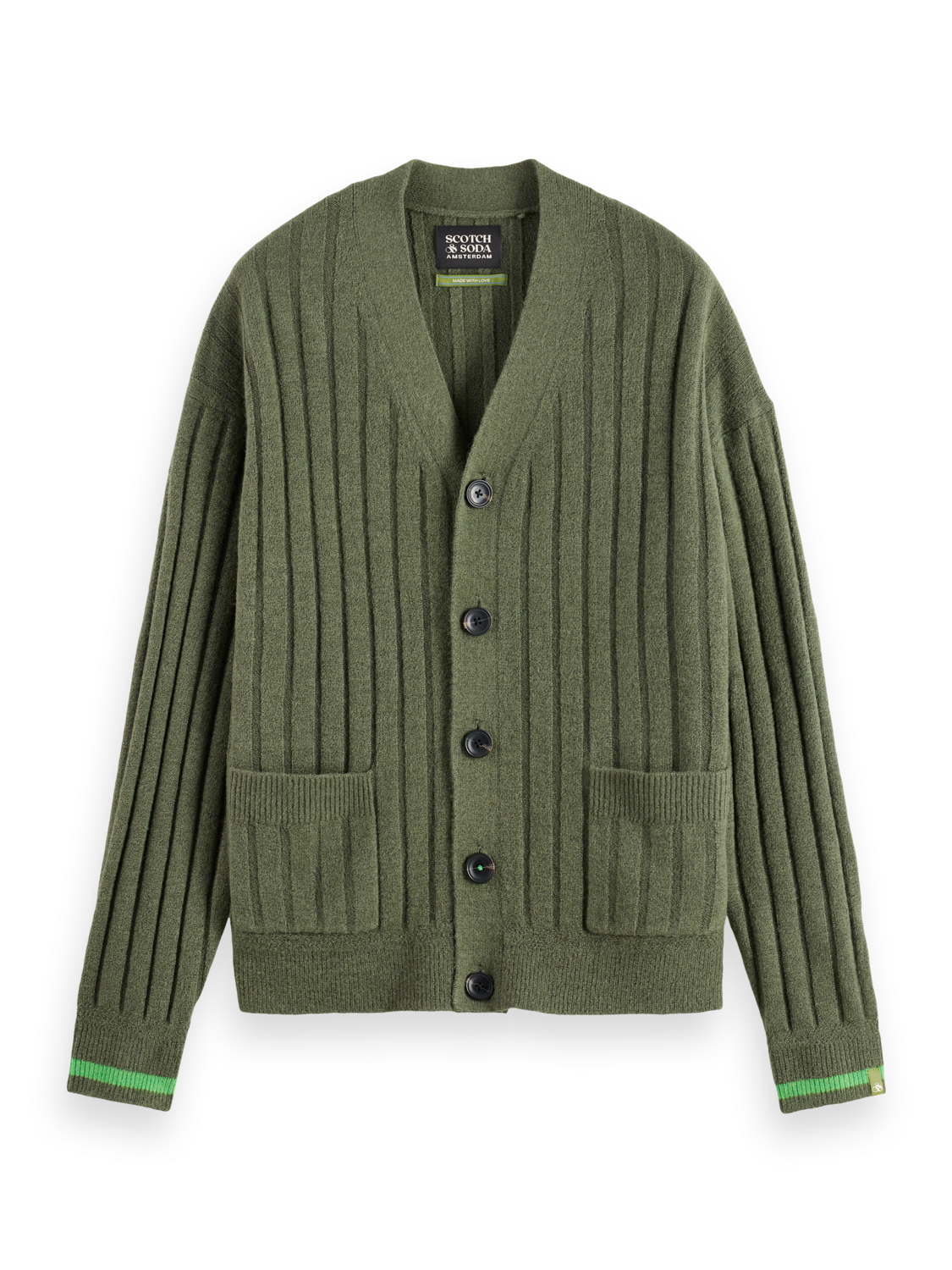 Scotch & Soda - Dropped Shoulder Button Cardigan  - Thyme