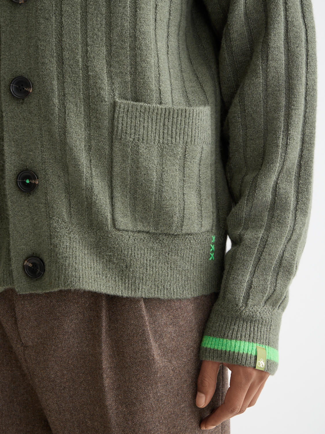Scotch & Soda - Dropped Shoulder Button Cardigan  - Thyme