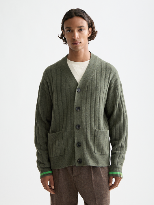 Scotch & Soda - Dropped Shoulder Button Cardigan  - Thyme