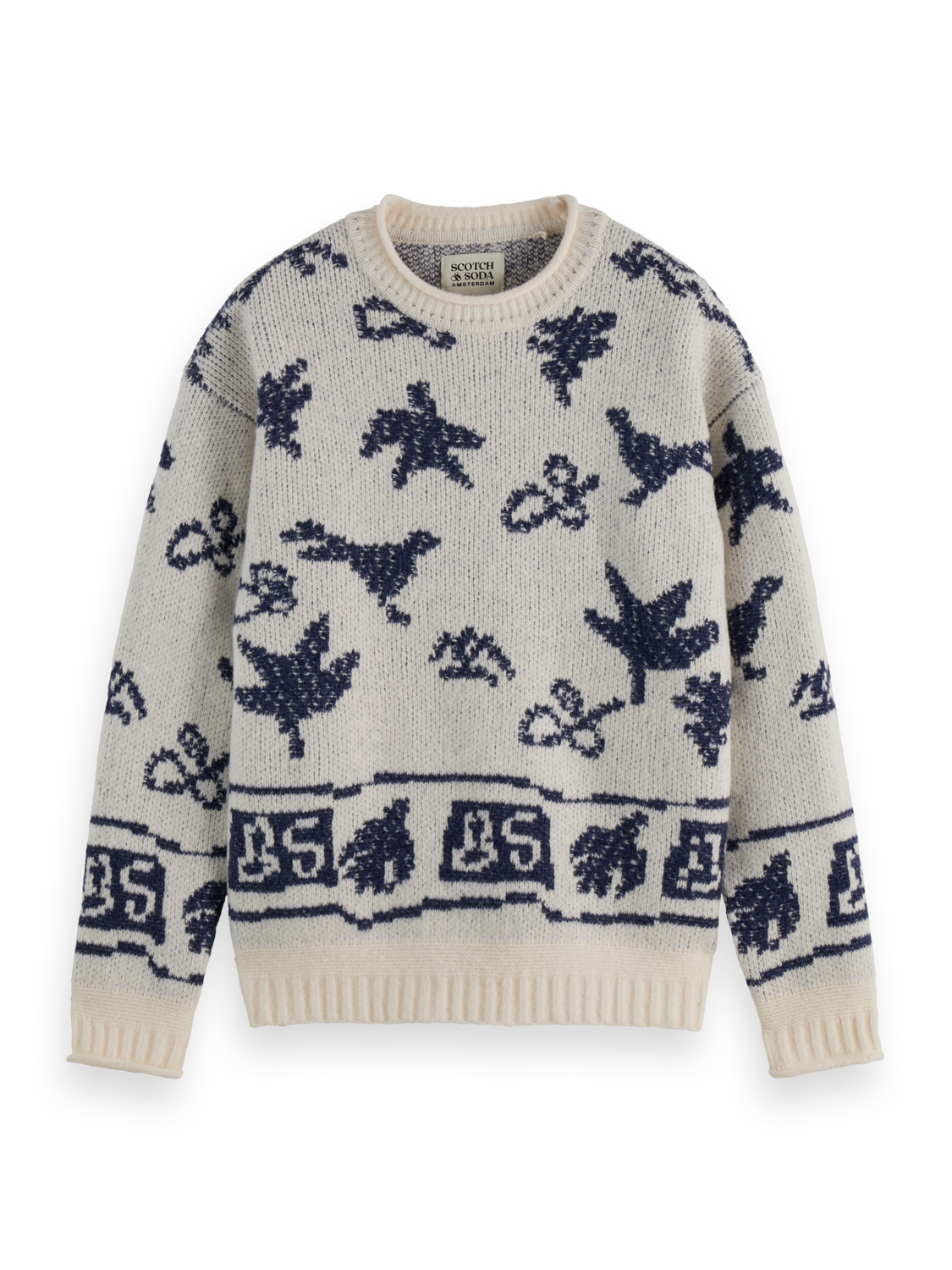 Scotch & Soda - Jacquard Drop Shoulder Pullover - Eggnog