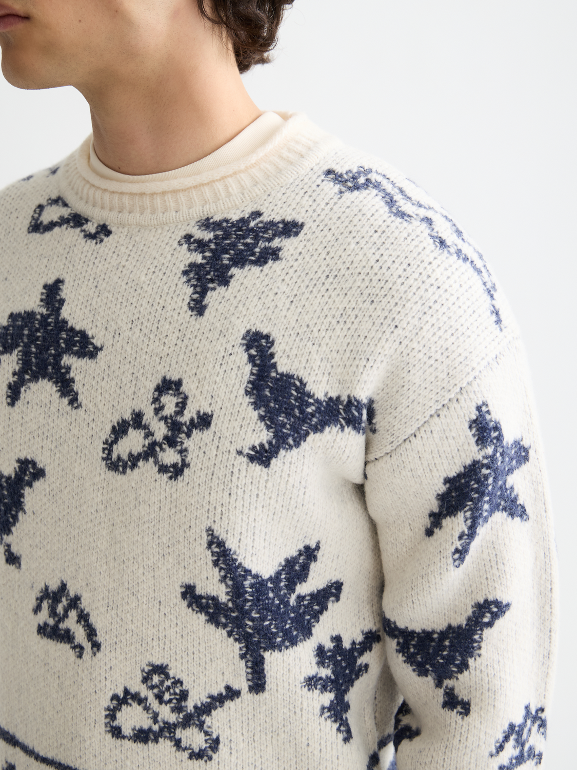 Scotch & Soda - Jacquard Drop Shoulder Pullover - Eggnog