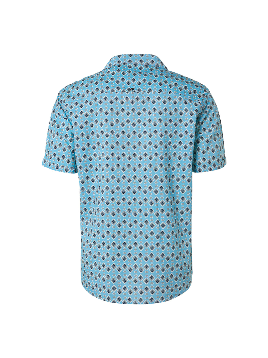 No Excess - Short Sleeved Printed Resort Shirt - Light Aqua