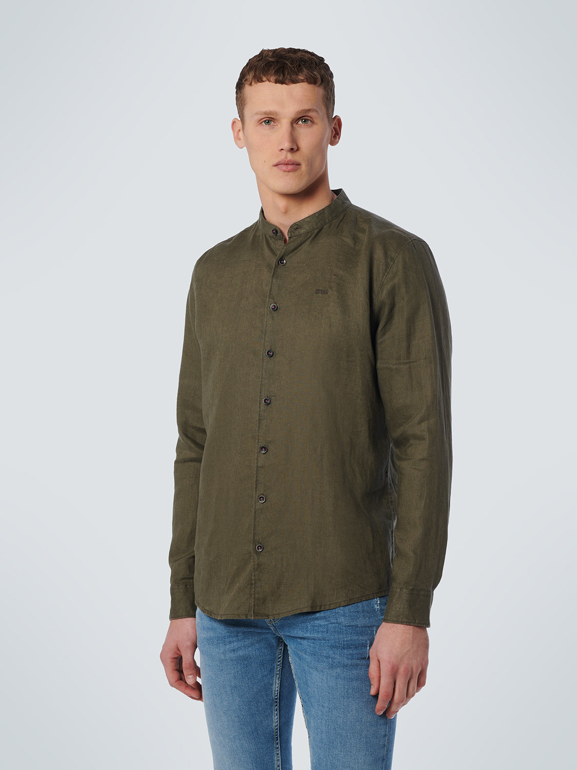 No Excess - Grandad Linen Shirt - White or Army Green