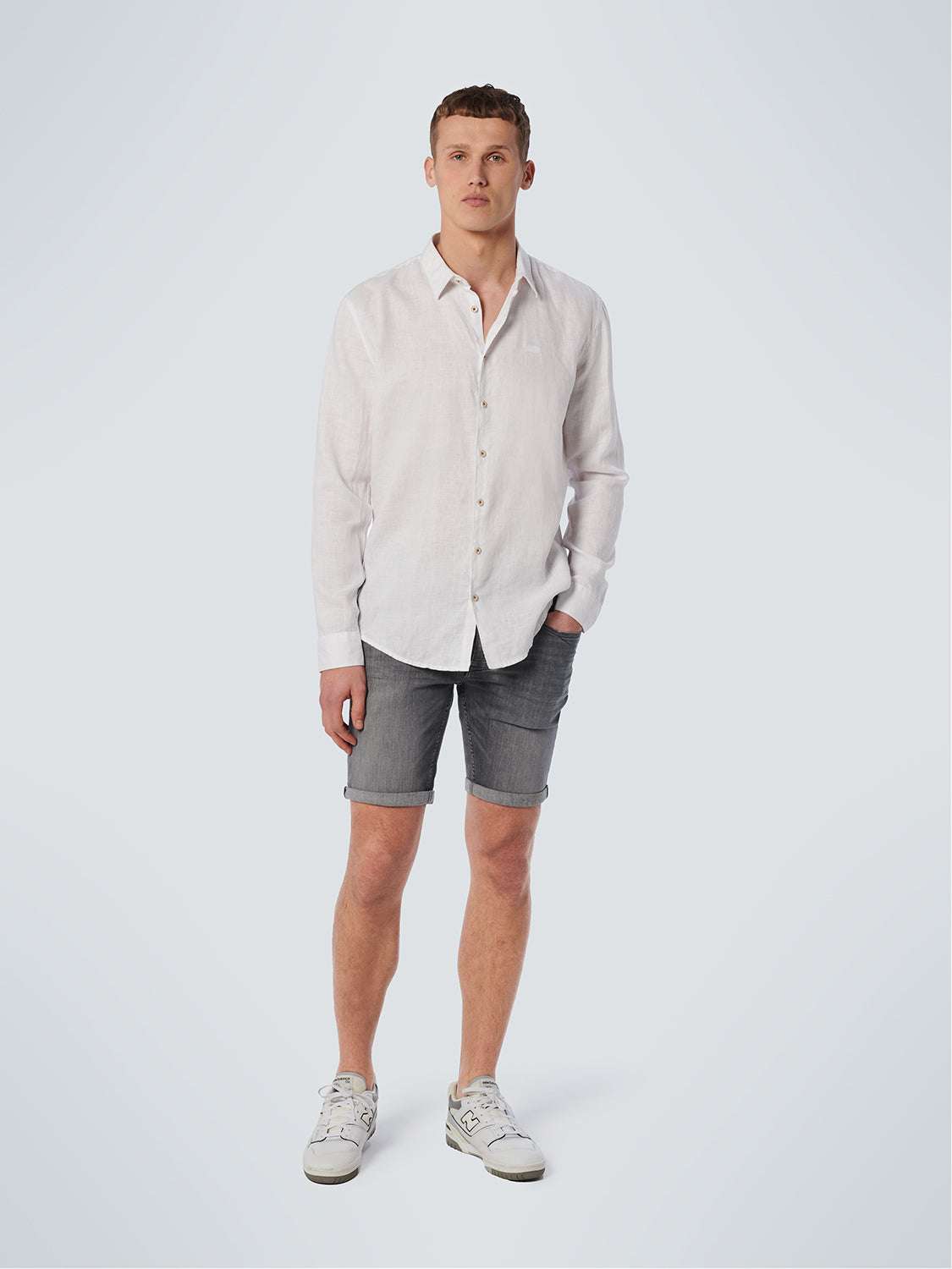 No Excess - Long Sleeve Linen Shirt - White or Army Green