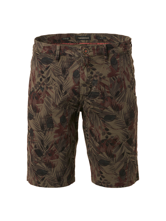 No Excess - Allover Printed Stretch Shorts - Night/Leaf