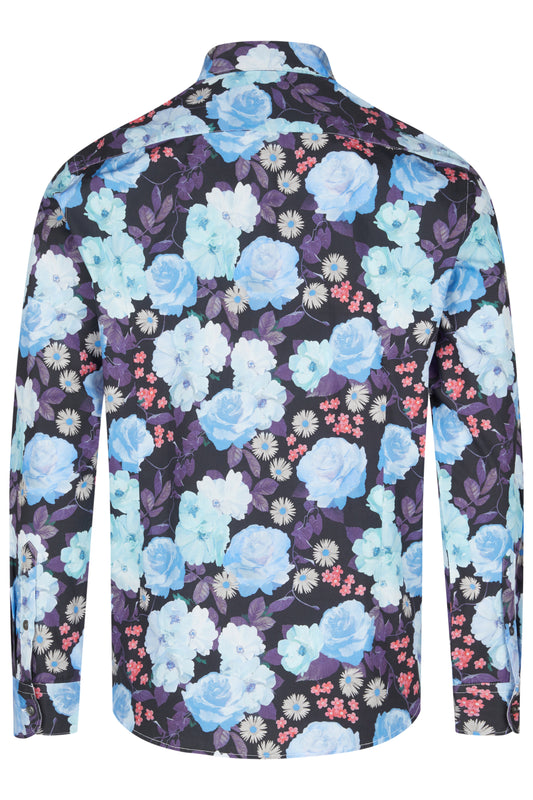 Two Flowers - Florian Shirt - Nightblue Floral