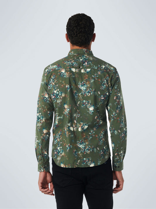 No Excess - Allover Print Shirt - Dark Green Floral