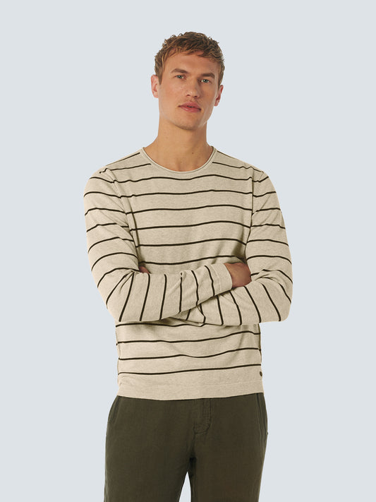 No Excess - Striped Crewneck Pullover - Mint or Cream