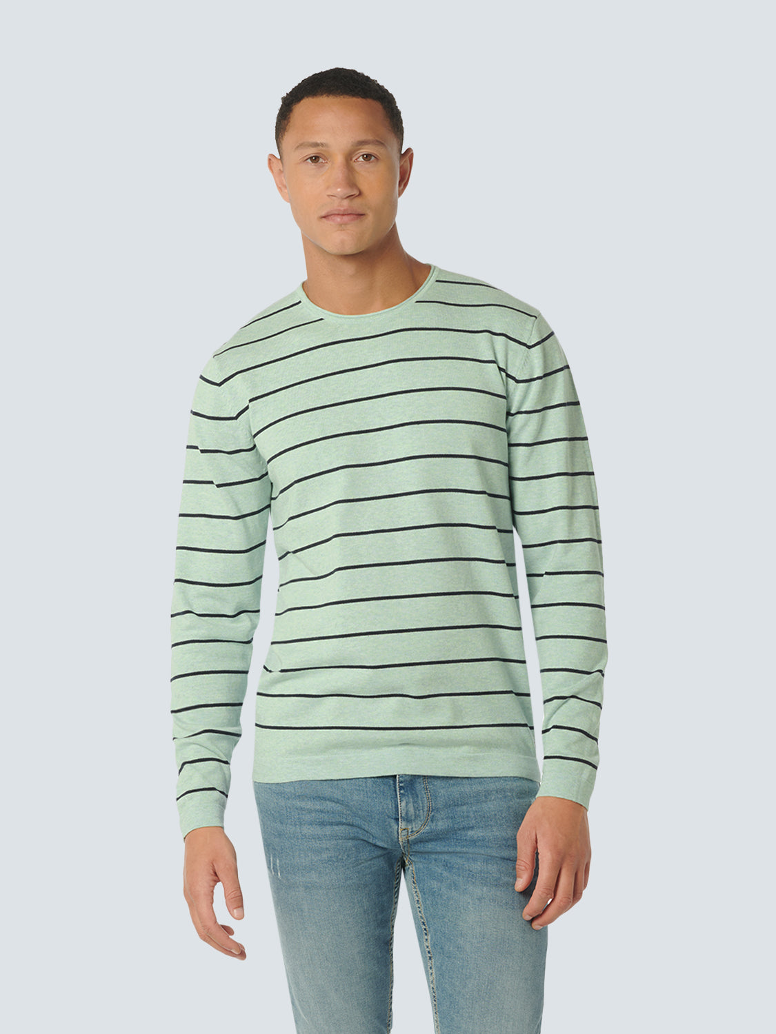 No Excess - Striped Crewneck Pullover - Mint or Cream