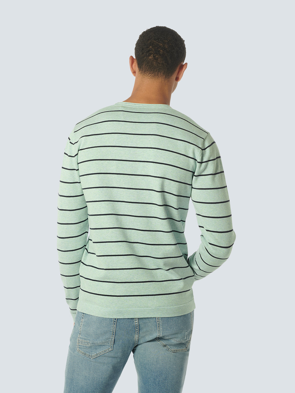 No Excess - Striped Crewneck Pullover - Mint or Cream