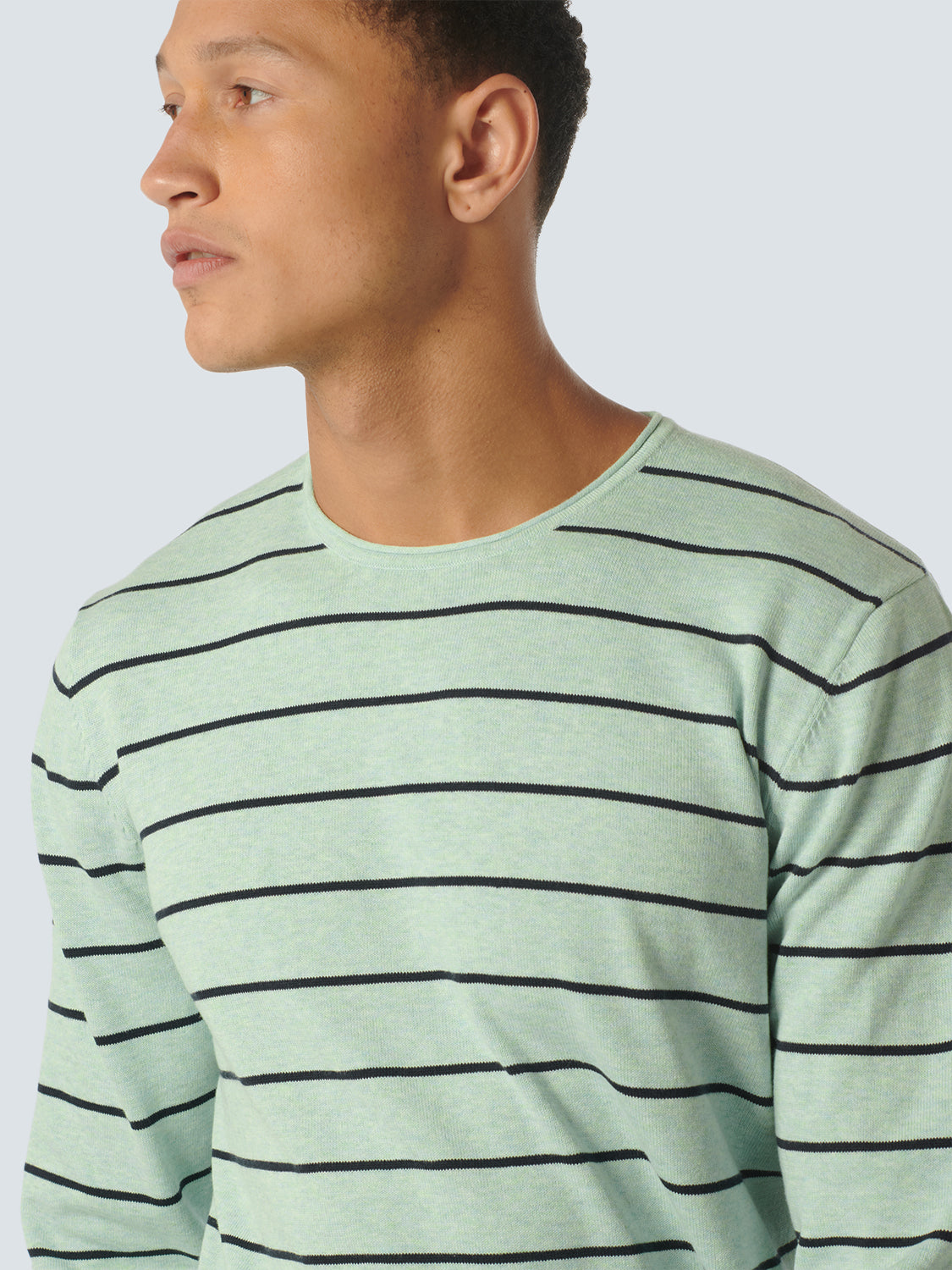 No Excess - Striped Crewneck Pullover - Mint or Cream
