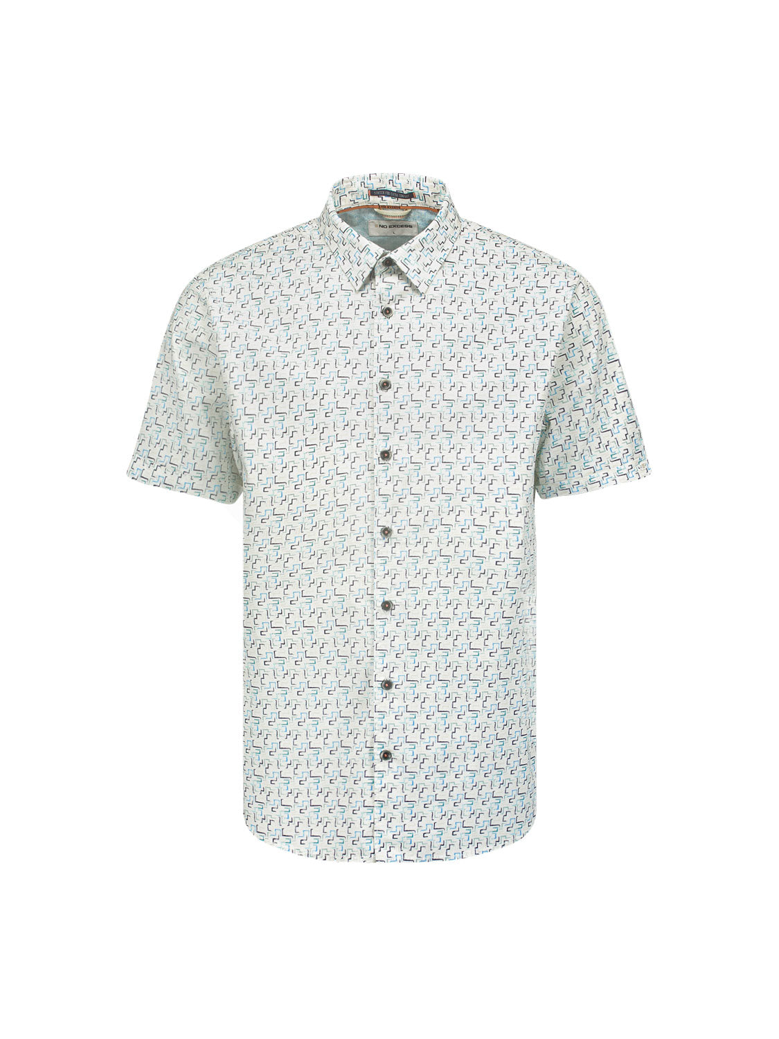 No Excess - Short Sleeved Stretch Shirt - Aqua Print