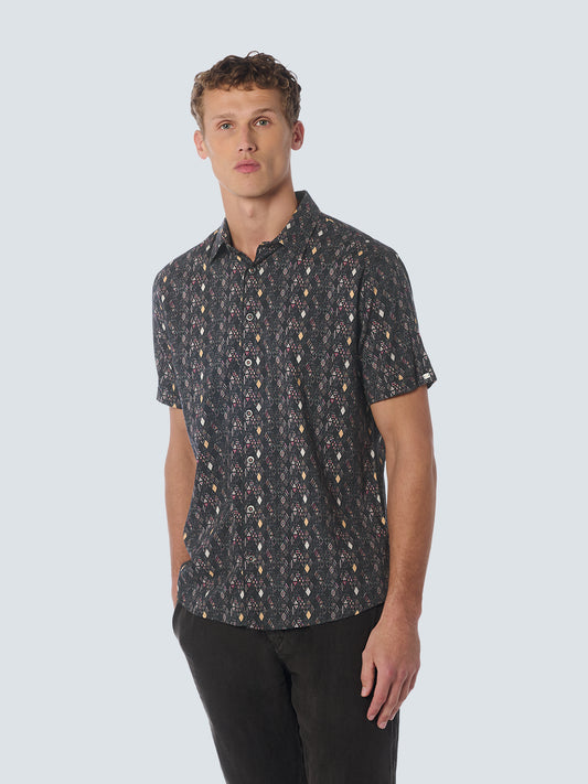 No Excess - Allover Print Short Sleeved Shirt - Night