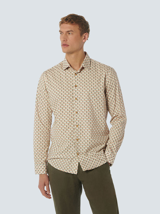 No Excess - Allover Printed Stretch Shirt - Melon