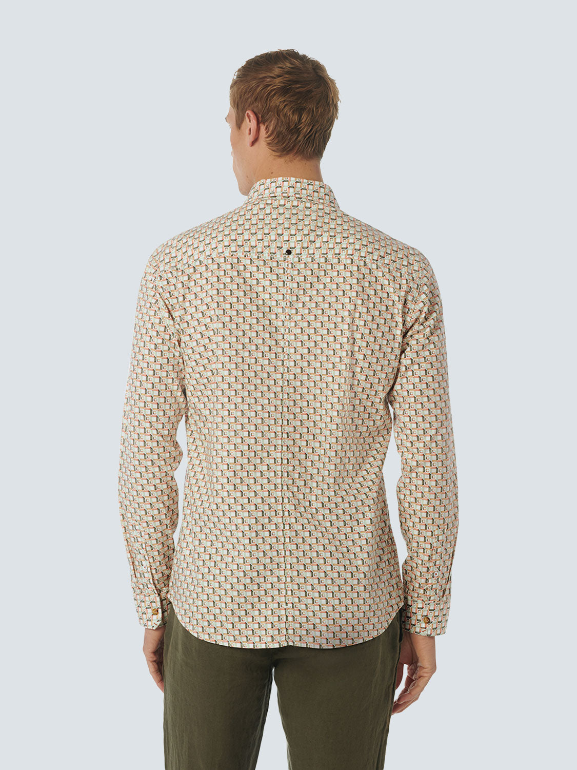 No Excess - Allover Printed Stretch Shirt - Melon