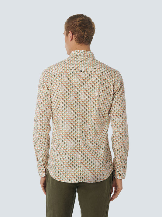 No Excess - Allover Printed Stretch Shirt - Melon
