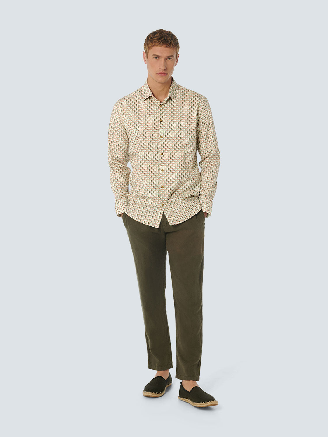 No Excess - Allover Printed Stretch Shirt - Melon