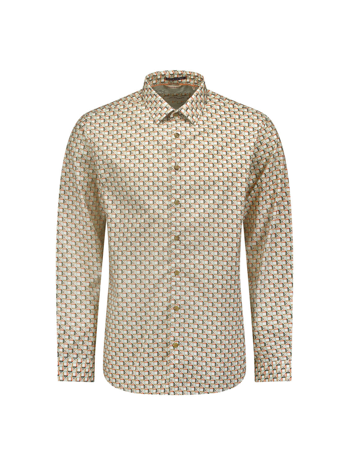No Excess - Allover Printed Stretch Shirt - Melon