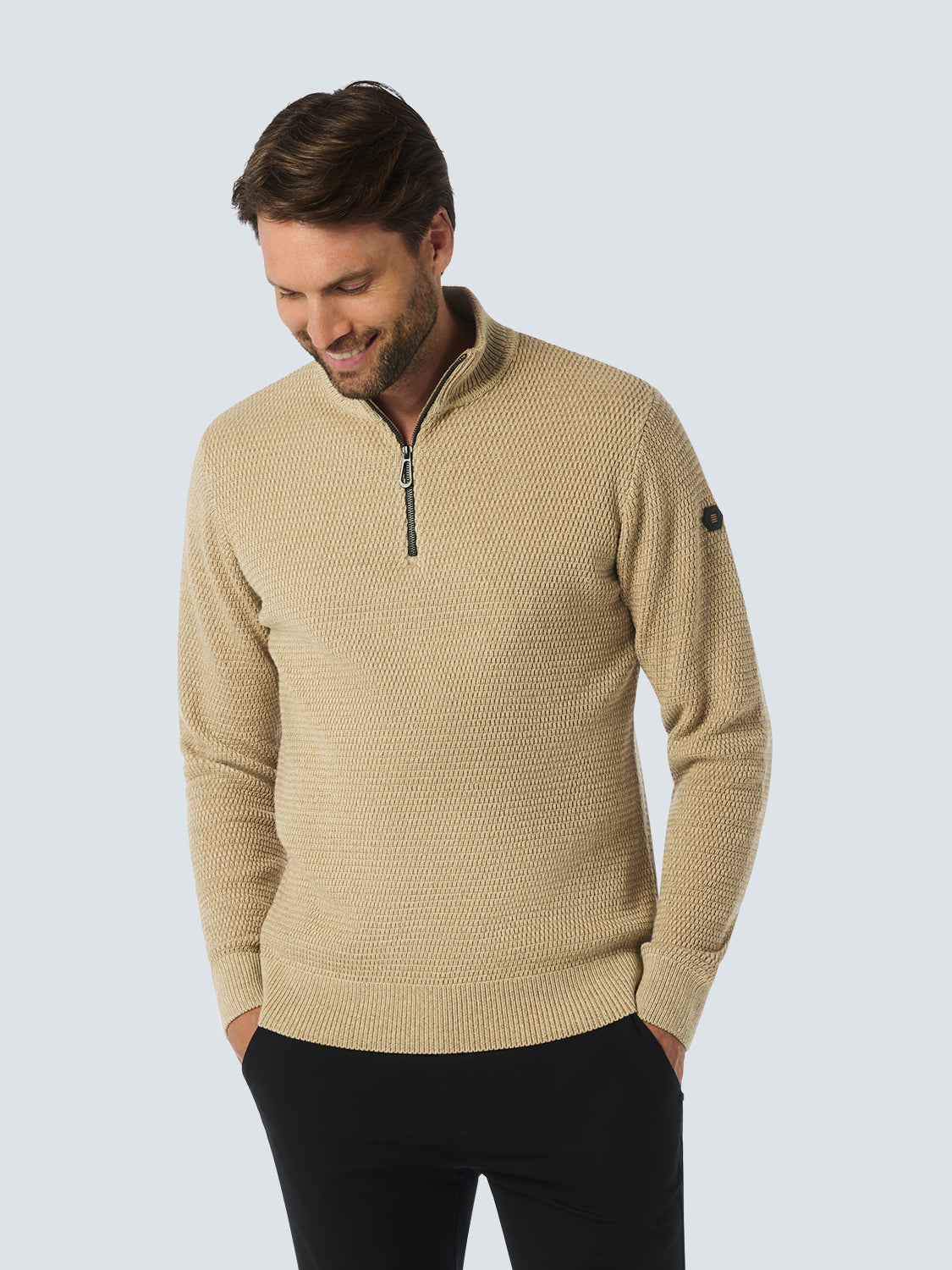 No Excess - Half Zip Melange Pullover - Dark Green & Cement
