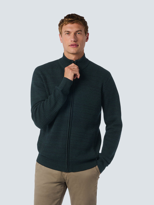 No Excess - Half Zip Melange Pullover - Dark Green & Cement