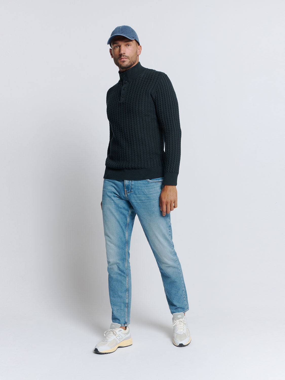 No Excess - Jacquard Half Zip & Button Pullover - Night
