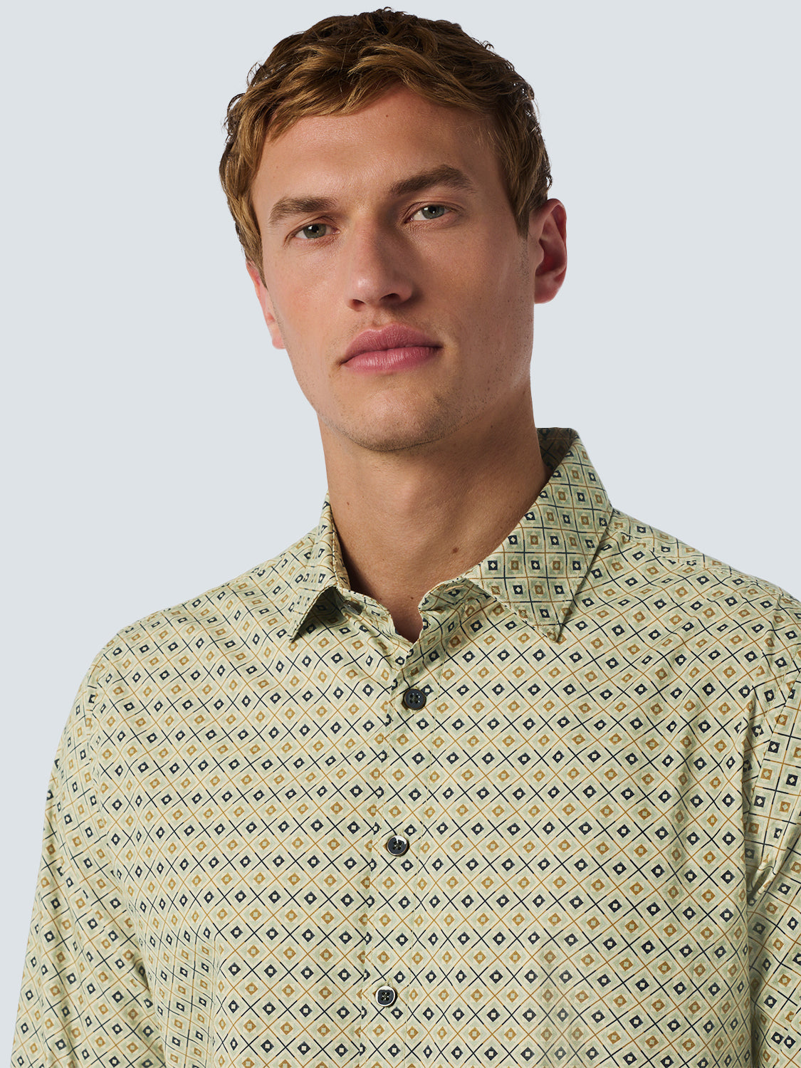 No Excess - Printed Stretch Shirt - Smoke
