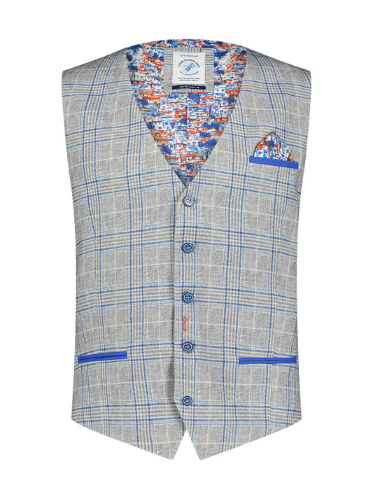 A Fish Named Fred - Blue Check Travel Waistcoat