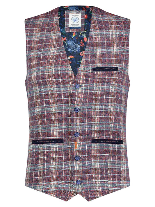 A Fish Named Fred - Coral/Navy Structure Waistcoat