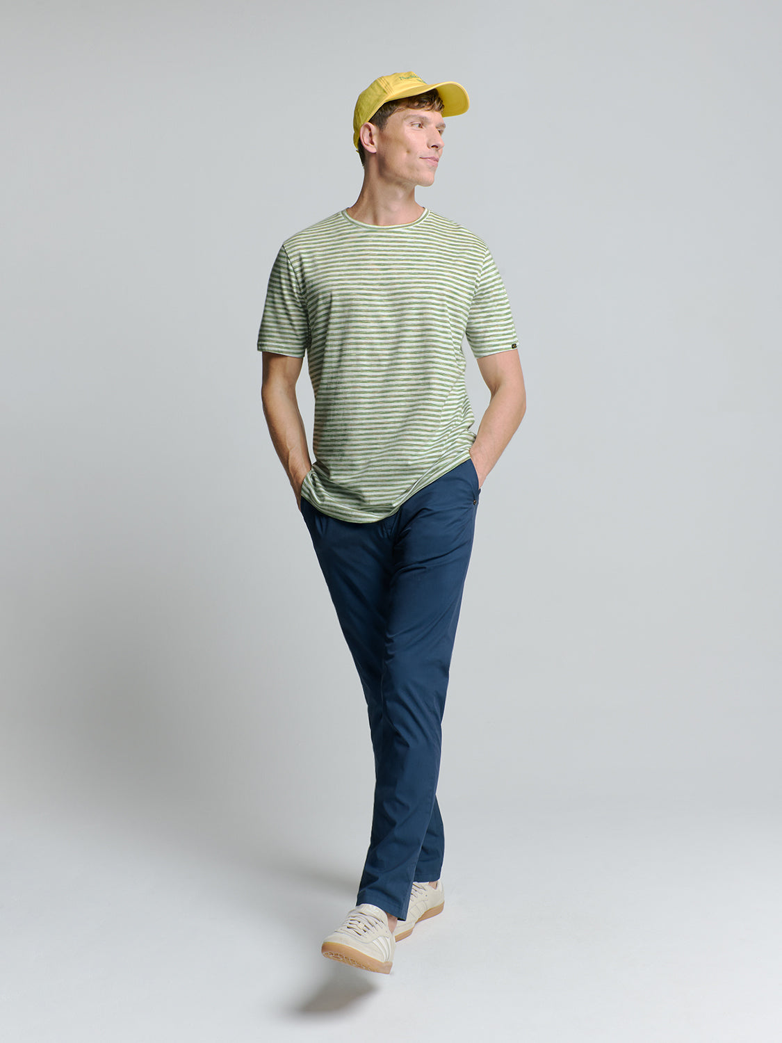 No Excess - Crewneck Striped Melange T-Shirt - Green