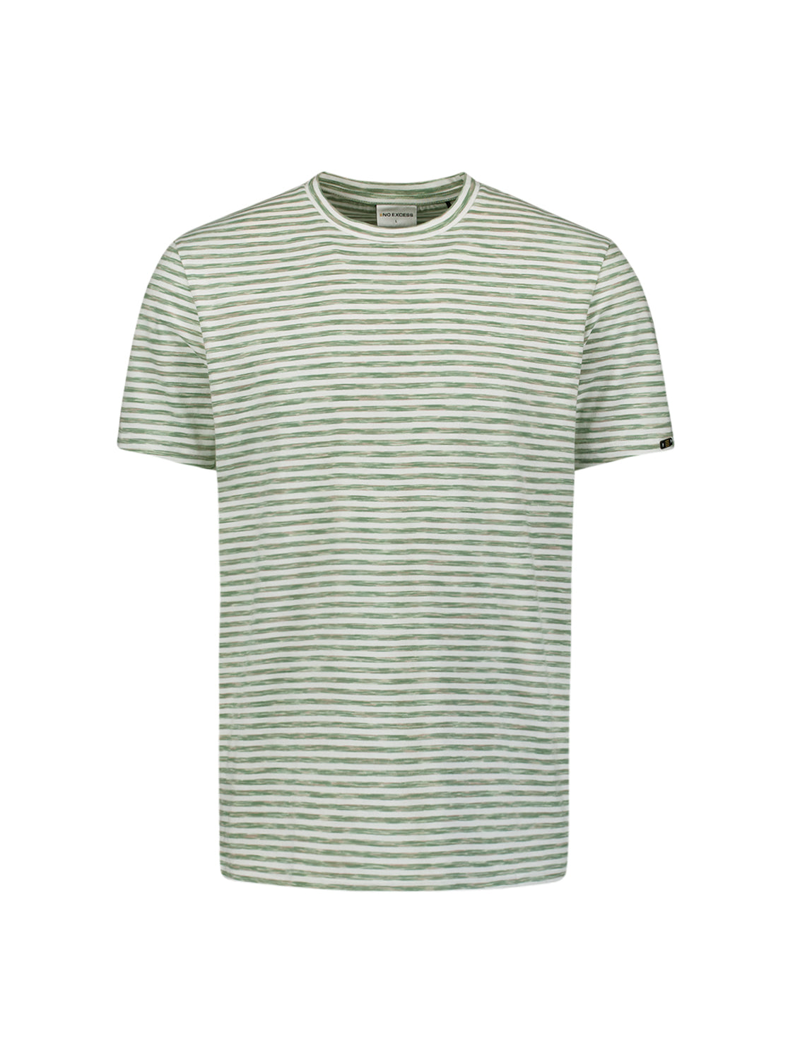 No Excess - Crewneck Striped Melange T-Shirt - Green