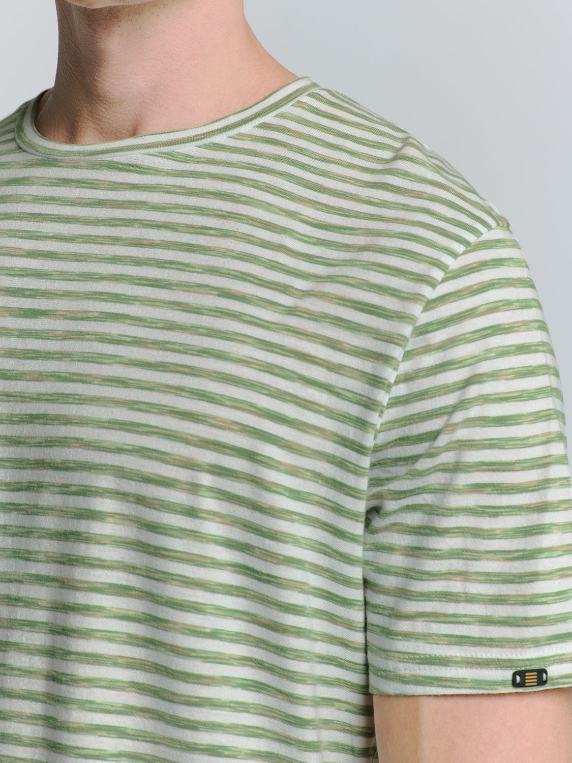 No Excess - Crewneck Striped Melange T-Shirt - Green