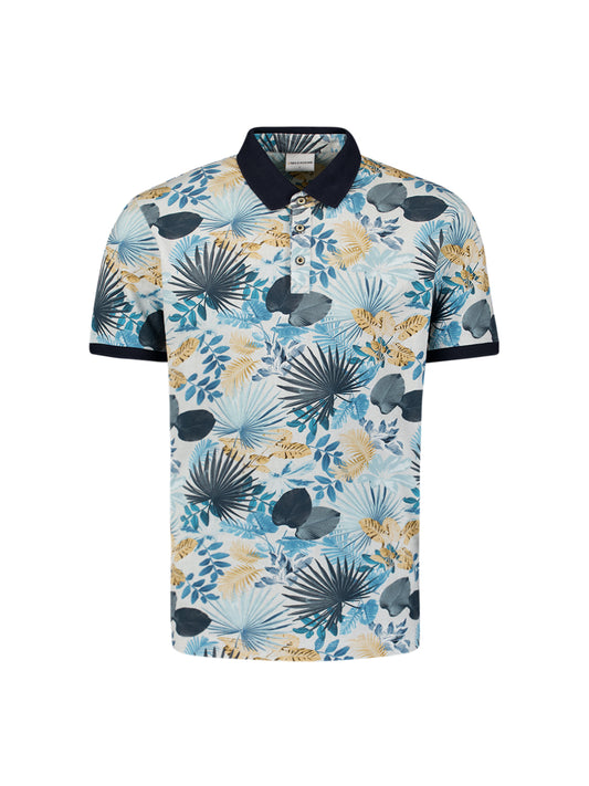 No Excess - Allover Printed Pique Polo - Blue or Green