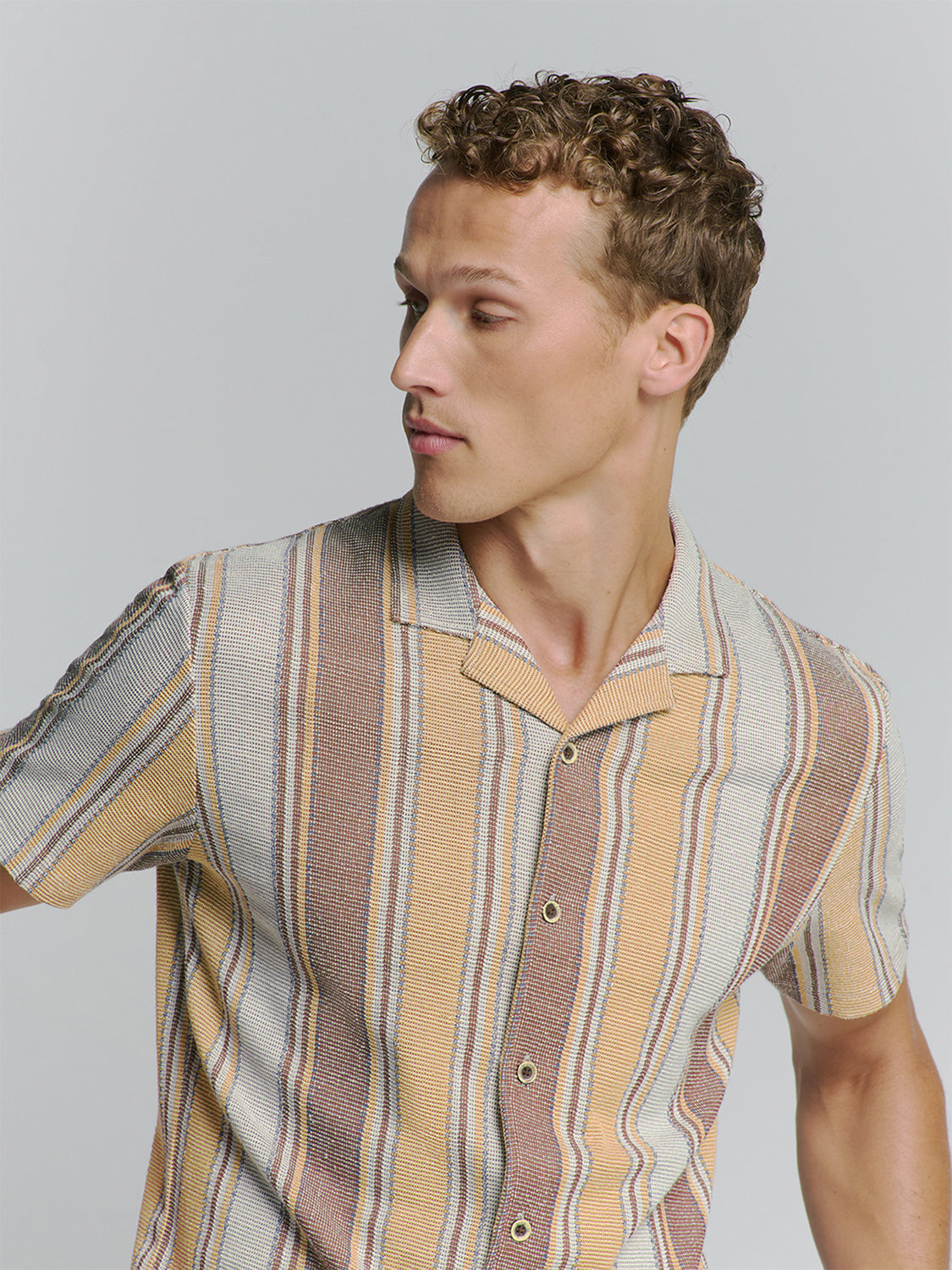 No Excess - Revers Collar Short Sleeve Jersey Shirt - Yellow