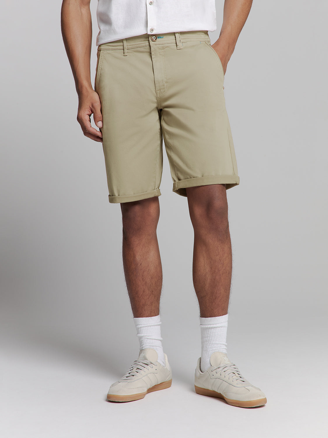 No Excess - Twill Stretch Chino Shorts - Ice or Light Army