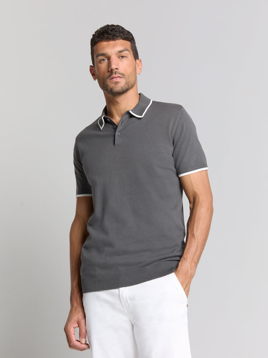 No Excess - Knitted Polo - Dark Steel