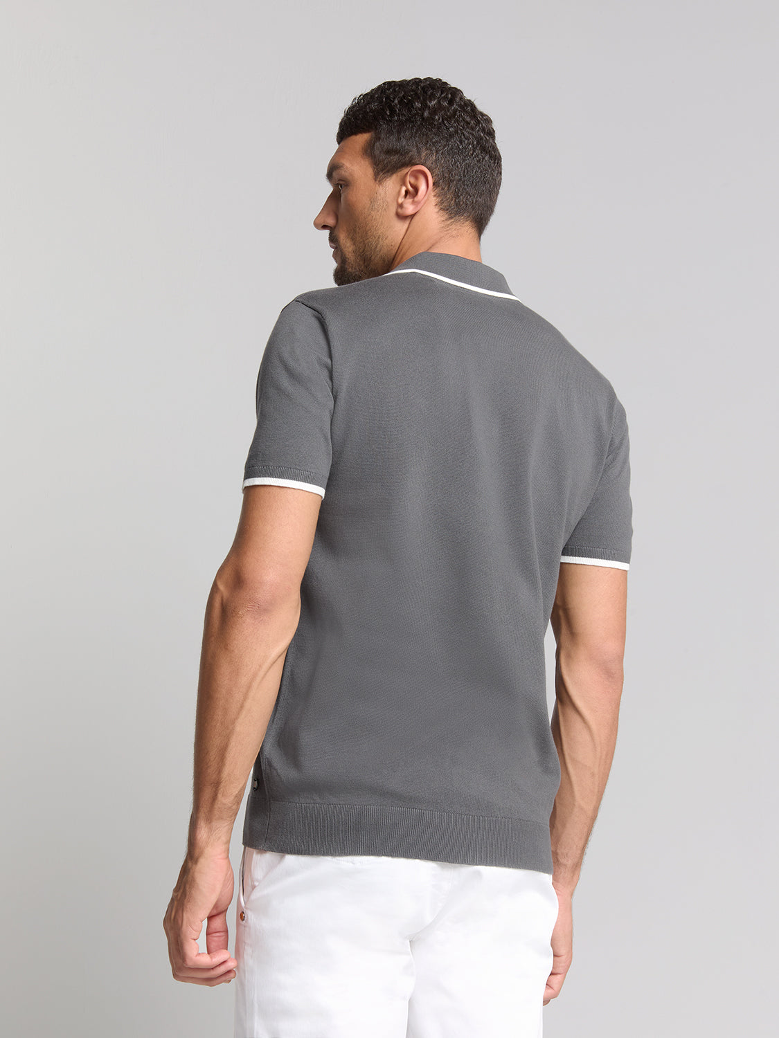 No Excess - Knitted Polo - Dark Steel