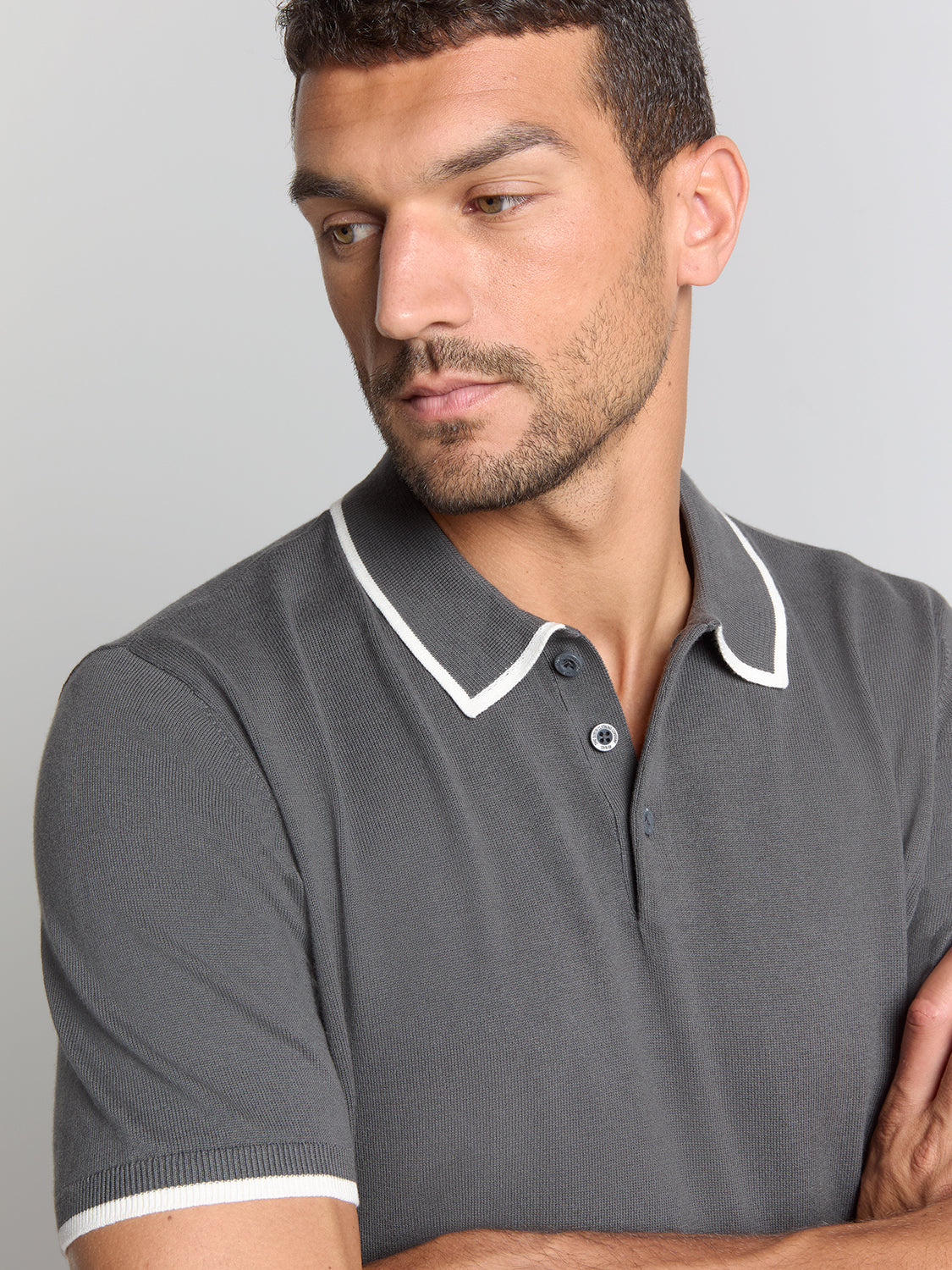 No Excess - Knitted Polo - Dark Steel