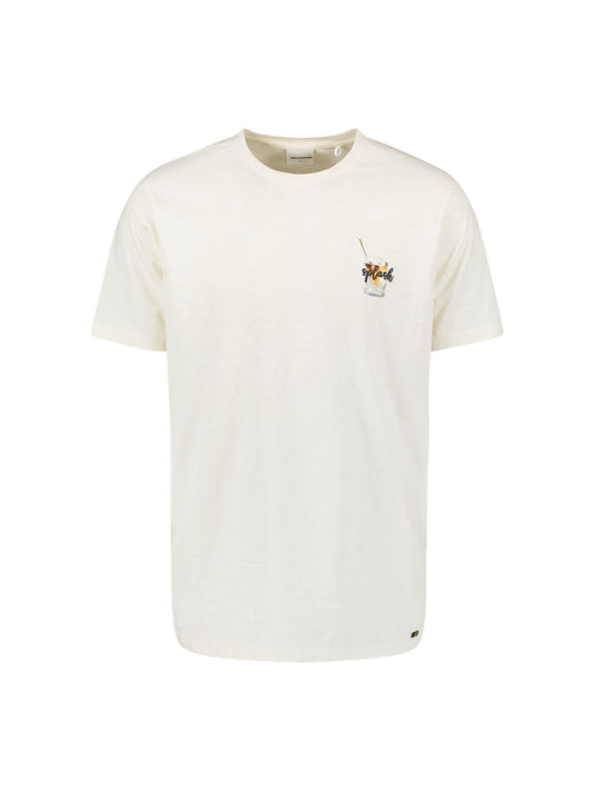 No Excess - Knitted Crewneck Printed Tee - Natural