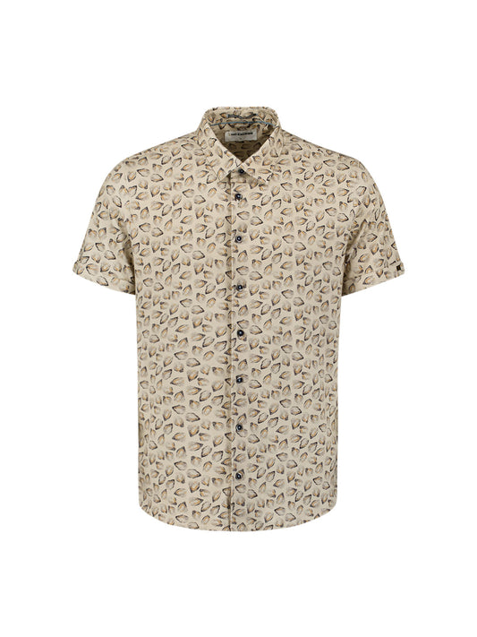 No Excess - Knitted Jersey Short Sleeved Shirt - Oysters/Sand
