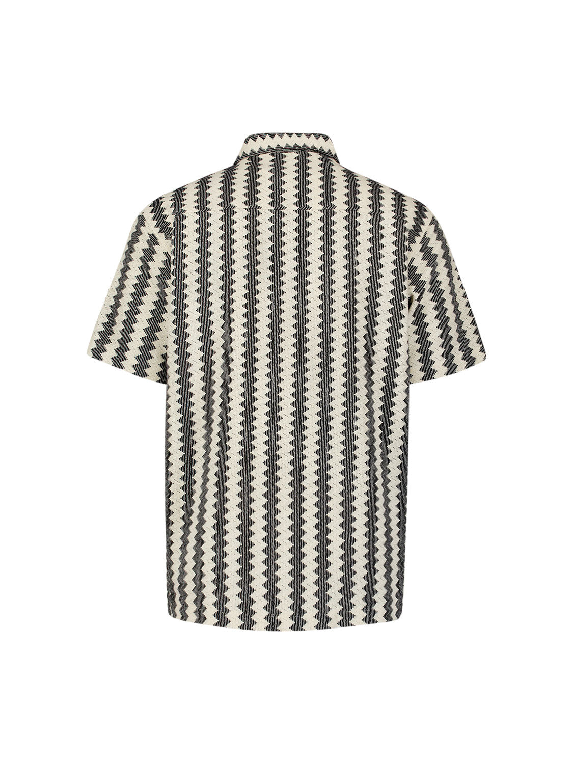 No Excess - Knitted Jersey Short Sleeved Shirt - Off White Stripe