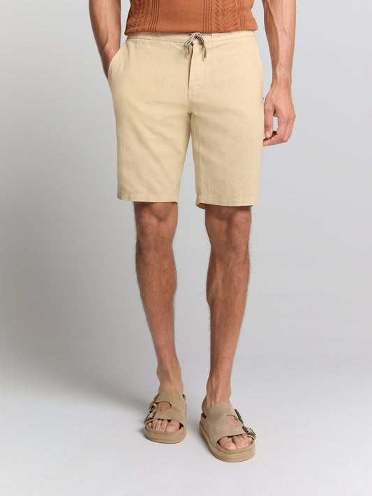 No Excess - Woven Linen Blend Shorts - Sand