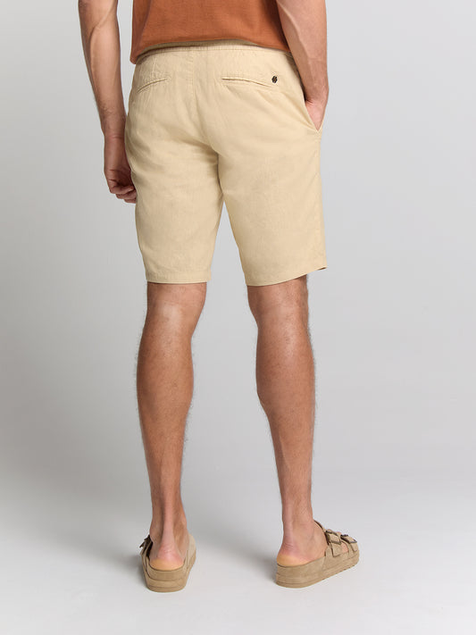 No Excess - Woven Linen Blend Shorts - Sand